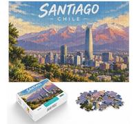 Adult Jigsaw Puzzle Santiago Chile Travel Art 1000pcs (52x38cm) | For calm afternoons: 1000-piece jigsaw puzzle for adults; with 1000 pieces to keep the challenge engaging.