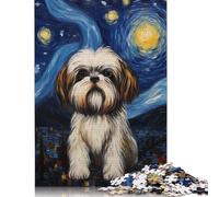 Adult Jigsaw Puzzle Shih Tzu Vincent Van Gogh Wood Puzzle Jigsaws for Adults Teenagers Age 12+ 1000pcs (75x50cm)