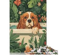 Adult Jigsaw Puzzle Spaniel Cavalier Dog in A Bath Tub Jigsaw Puzzles for Adults Educational Game Challenge Toy 1000pcs (38x26cm)