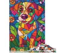 Adult Jigsaw Puzzle Stained Glass Puppy Puzzles for Adults Puzzles Puzzle for Adults And Teenager 1000pcs (75x50cm)