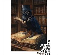 Adult Jigsaw Puzzle, Steampunk Raven Reads, 1000 Pieces, 38x26cm/1000pcs; A Calm After-work Activity; White Cardboard for Cleaner Sorting
