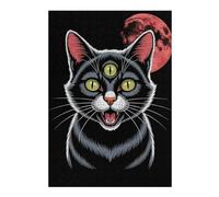 Adult Jigsaw Puzzle, Three-Eyed Cat with Red Moon, 300 PCS