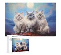 Adult Jigsaw Puzzle, Three Ragdoll Cats, 1000 PCS