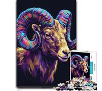 Adult Jigsaw Puzzle, Vibrant Ram Portrait, 300 PCS