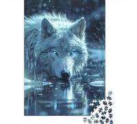 Adult Jigsaw Puzzle, Wild Wolf in The Snow, 1000 Pieces, 38x26cm/1000pcs, Easy to Pause And Continue Later; Clean White Cardboard for Sorting