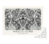Adult Jigsaw Puzzle, William Morris Windrush Black & White, 1000 Pieces, 52x38cm/1000pcs; White Card with A Low-dust Finish; A Thoughtful Gift for A New Home