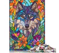 Adult Jigsaw Puzzle Wolf Stained Glass Puzzles for Adults Puzzles Puzzle for Adults And Teenager 1000pcs (75x50cm)