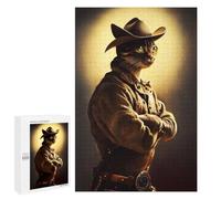 Adult Jigsaw Puzzle1000 PCS Cowboy Cat Jigsaw Puzzle Brain Teaser Game Pattern Assembly Unique Birthday And Gifts 1000 PCS