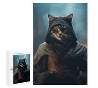 Adult Jigsaw Puzzle1000 PCS Dark Evil Funny Ninja Cat Jigsaw Puzzle Brain Teaser Game Pattern Assembly Unique Birthday And Gifts 1000 PCS