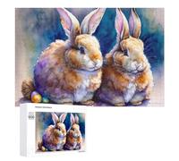Adult Jigsaw Puzzle1000 PCS Easter Bunny Watercolor Art Teenagers Puzzles Brain Teaser Game Home Decoration Unique Birthday And Gifts 1000 PCS