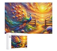 Adult Jigsaw Puzzle1000 PCS Enchanted Peacock Sunset Teenagers Puzzles Brain Teaser Game Home Decoration Unique Birthday And Gifts 1000 PCS