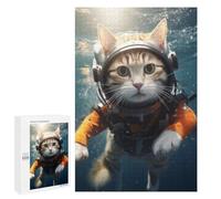 Adult Jigsaw Puzzle1000 PCS Funny Diving Scuba Cat Puzzles for Adults Relaxing Games Improve Memory Deal As Gifts for The Whole Family 1000 PCS