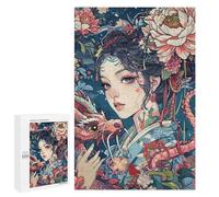 Adult Jigsaw Puzzle1000 PCS Geisha Dragon Japanese Puzzles for Adults Relaxing Games Improve Memory Deal As Gifts for The Whole Family 1000 PCS
