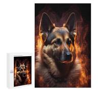 Adult Jigsaw Puzzle1000 PCS German Shepherd Fire Jigsaw Puzzle Brain Teaser Game Pattern Assembly Unique Birthday And Gifts 1000 PCS
