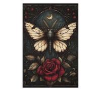 Adult Jigsaw Puzzle1000 PCS Gothic Moth And Rose Jigsaws for Adults Anti-Stress Toys Pattern Assembly Stress Reduction Gifts 1000 PCS