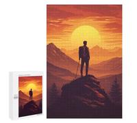 Adult Jigsaw Puzzle1000 PCS Hiking Mountain Vintage Jigsaw Puzzle Brain Teaser Game Pattern Assembly Unique Birthday And Gifts 1000 PCS