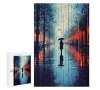 Adult Jigsaw Puzzle1000 PCS Lonely Person in Rain Jigsaw Puzzle Brain Teaser Game Pattern Assembly Unique Birthday And Gifts 1000 PCS