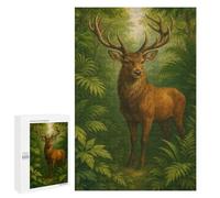 Adult Jigsaw Puzzle1000 PCS Majestic Deer in Lush Forest Teenagers Puzzles Brain Teaser Game Improve Memory Help The Brain Exercise 1000 PCS