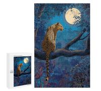 Adult Jigsaw Puzzle1000 PCS Moonlit Jungle Leopard Puzzles for Teenagers Stress Reliever Every Piece Is Unique - Challenging Game Toys 1000 PCS