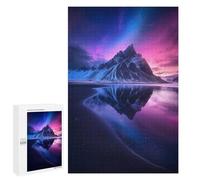 Adult Jigsaw Puzzle1000 PCS Mountain Reflection Under Aurora Jigsaw Puzzle Brain Teaser Game Pattern Assembly Unique Birthday And Gifts 1000 PCS