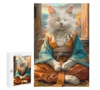 Adult Jigsaw Puzzle1000 PCS Mystic Meditating Cat Jigsaw Puzzle Brain Teaser Game Pattern Assembly Unique Birthday And Gifts 1000 PCS