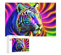 Adult Jigsaw Puzzle1000 PCS Rainbow Tiger Art Print Teenagers Puzzles Brain Teaser Game Home Decoration Unique Birthday And Gifts 1000 PCS