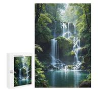 Adult Jigsaw Puzzle1000 PCS Serene Waterfall in Lush Forest Teenagers Puzzles Brain Teaser Game Improve Memory Help The Brain Exercise 1000 PCS