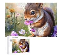 Adult Jigsaw Puzzle1000 PCS Squirrel with Flowers in Spring Teenagers Puzzles Brain Teaser Game Home Decoration Unique Birthday And Gifts 1000 PCS
