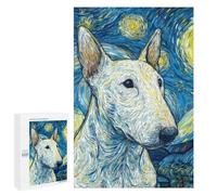 Adult Jigsaw Puzzle1000 PCS Starry Night Bull Terrier Art Print -2 Puzzles for Teenagers Stress Reliever Every Piece Is Unique - Challenging Game Toys 1000 PCS