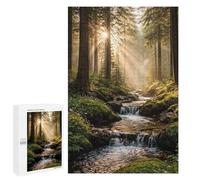 Adult Jigsaw Puzzle1000 PCS Sunlit Forest Stream Teenagers Puzzles Brain Teaser Game Improve Memory Help The Brain Exercise 1000 PCS