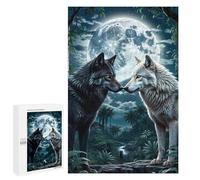 Adult Jigsaw Puzzle1000 PCS Two Wolf in Forest Moon Jigsaw Puzzle Brain Teaser Game Pattern Assembly Unique Birthday And Gifts 1000 PCS