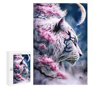 Adult Jigsaw Puzzle1000 PCS White Tiger Moonlit Blossom Teenagers Puzzles Brain Teaser Game Home Decoration Unique Birthday And Gifts 1000 PCS