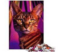 Adult Jigsaw Puzzle1000 Pieces Abyssinian Cat Challenging To Complete Difficult Hard Family Game for 14+ Puzzle Game Offered (50x75cm)