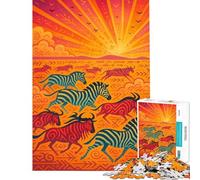 Adult Jigsaw Puzzle1000 Pieces African Animals Migration at Sunset 1000 Jigsaw Puzzle Toy Wall Decor For Family Fun Birthday And Unique Gifts (38x26cm)