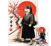 Adult Jigsaw Puzzle1000 Pieces American Akita Samurai Educational Game A Work of Art Toy Wall Decor Unique Gifts for Birthday And Christmas (38X26CM)