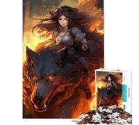 Adult Jigsaw Puzzle1000 Pieces Anime Girl Riding A Wolf Difficult And Challenge Learning Educational Relaxing Games for Age 14+ Game (38x52cm)