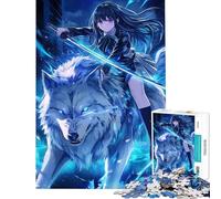 Adult Jigsaw Puzzle1000 Pieces Anime Girl Riding Wolf Difficult And Challenge Learning Educational Relaxing Games for Age 14+ Game (38x52cm)
