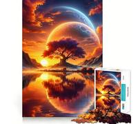 Adult Jigsaw Puzzle1000 Pieces Astral Sunset Dreamscape Flawless Fit Art Smart Play Gift Slow Game Play Christmas Art Gift (50x75cm)