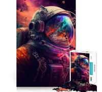 Adult Jigsaw Puzzle1000 Pieces Astronaut in Space Exact Cut Art Brain Activity Fun Relax Time Game Christmas Home Art (38x26cm)