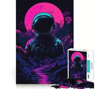 Adult Jigsaw Puzzle1000 Pieces Astronaut in Space Lunar Voyager︰ Neon Dreams Exact Cut Art Brain Activity Fun Relax Time Game Christmas Home Art (38x26cm)