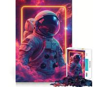 Adult Jigsaw Puzzle1000 Pieces Astronaut Neon Space Premium Cut Play Focus Fun Game Idle Fun Time Xmas Leisure Gift (50x75cm)