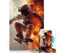 Adult Jigsaw Puzzle1000 Pieces Astronaut Skateboarding Flawless Fit Art Smart Play Gift Slow Game Play Christmas Art Gift (38x26cm)