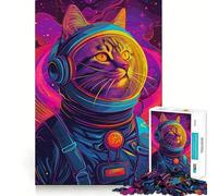 Adult Jigsaw Puzzle1000 Pieces Astronaut Space Cat Animal Exact Cut Art Brain Activity Fun Relax Time Game Christmas Home Art (38x52cm)