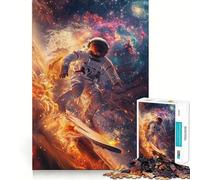 Adult Jigsaw Puzzle1000 Pieces Astronaut Space Surfing Exact Cut Art Brain Activity Fun Relax Time Game Christmas Home Art (50x75cm)