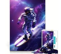 Adult Jigsaw Puzzle1000 Pieces Astronaut Surfing Galaxy Premium Cut Play Focus Fun Game Idle Fun Time Xmas Leisure Gift (38x26cm)