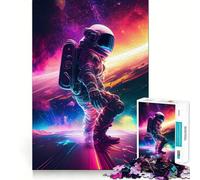 Adult Jigsaw Puzzle1000 Pieces Astronaut Surfing In Space Exact Cut Art Brain Activity Fun Relax Time Game Christmas Home Art (50x75cm)