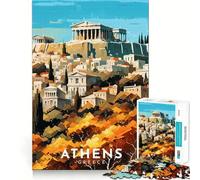 Adult Jigsaw Puzzle1000 Pieces Athens Greece Cityscape Exact Cut Art Brain Activity Fun Relax Time Game Christmas Home Art (38x26cm)