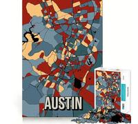 Adult Jigsaw Puzzle1000 Pieces Austin Earthtone City Map Exact Cut Art Brain Activity Fun Relax Time Game Christmas Home Art (50x75cm)