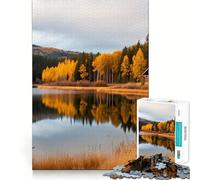 Adult Jigsaw Puzzle1000 Pieces Autumn at Lake in Forest Reflection Nature Premium Cut Play Focus Fun Game Idle Fun Time Xmas Leisure Gift (50x75cm)