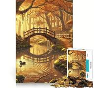 Adult Jigsaw Puzzle1000 Pieces Autumn Forest Bridge Premium Cut Play Focus Fun Game Idle Fun Time Xmas Leisure Gift (38x52cm)